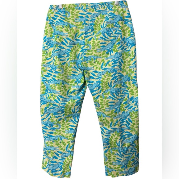 💚Lilly Pulitzer Women’s Crop Pants Mimosa Everglades Alligator Green/Blu… - Picture 2 of 11
